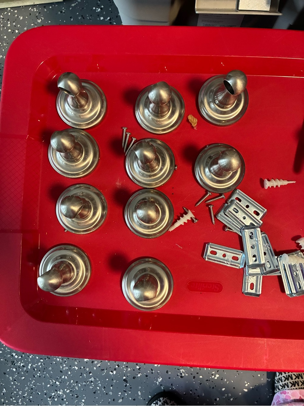 Set of 10 Silver Metal towel holders/ Hooks and toilet paper holder